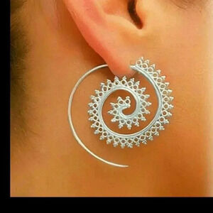 Silver Tone Boho Tribal Gypsy Festival Earings